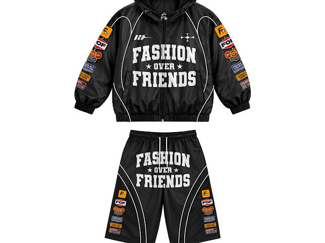 Jet black windbreaker