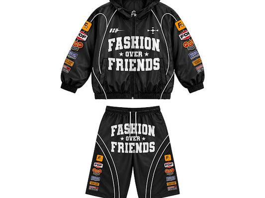 Jet black windbreaker